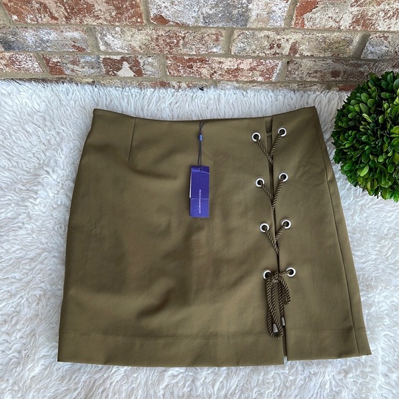 Rebecca Minkoff Olive Green Stevia Military Lace Up Skirt Size 10 - Picture 6 of 10